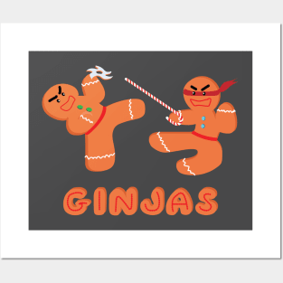 Funny Ginjas Christmas Pun Gingerbread Man Posters and Art